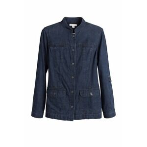 Coldwater Creek Denim Jacket Shirt 12 Blue Snap Front Lightweight Shacket